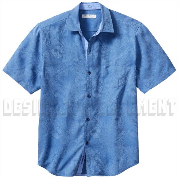 TOMMY BAHAMA Coconut Point 2XLB Keep It Frondly Camp Shirt Bright Cobalt NWT - Picture 2 of 7